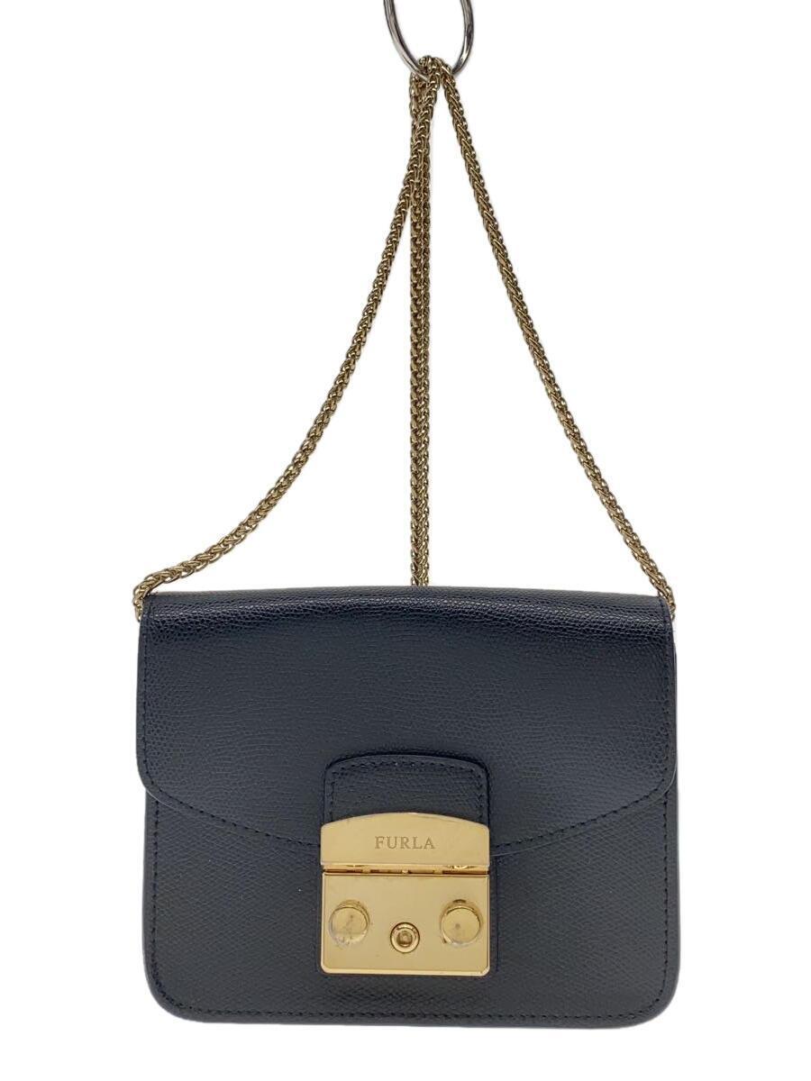 FURLA◆フルラ/ショルダーバッグ/レザー/ブラック/METROPOLIS MINI SHOULDER/