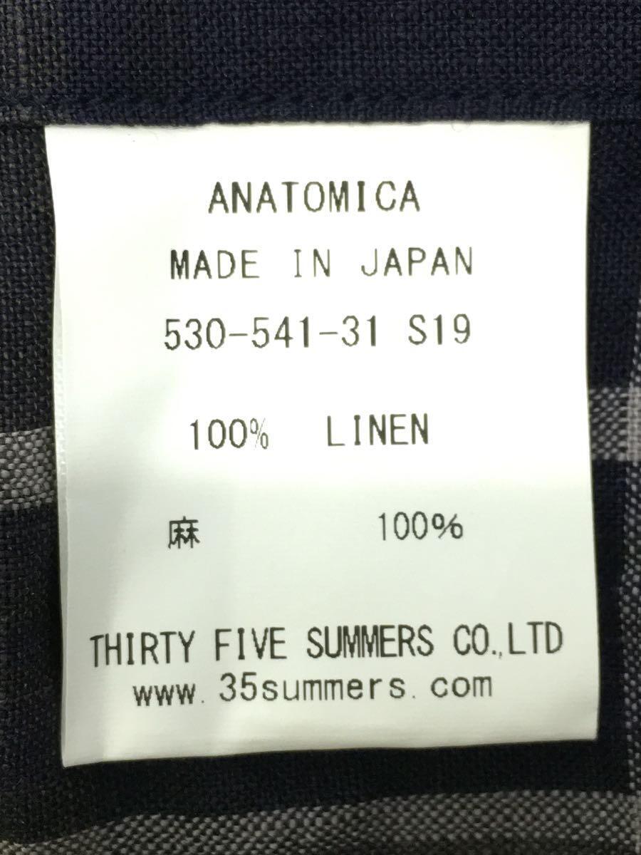 ANATOMICA* рубашка с коротким рукавом /XS/linen/BLU/ проверка 
