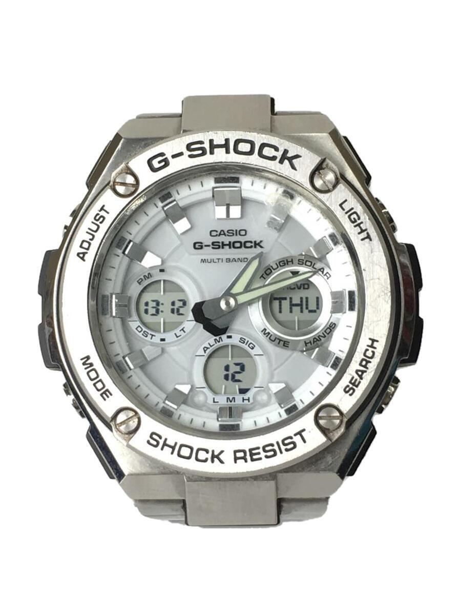 CASIO◆ソーラー腕時計・G-SHOCK/デジアナ/WHT/SLV_画像1
