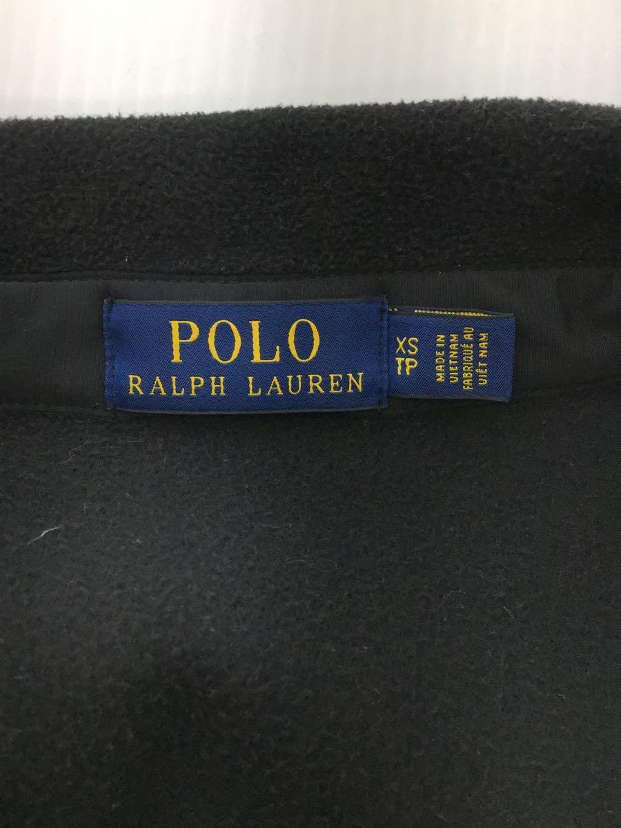 POLO RALPH LAUREN◆フリースジャケット/XS/ポリエステル/BLK/無地_画像3