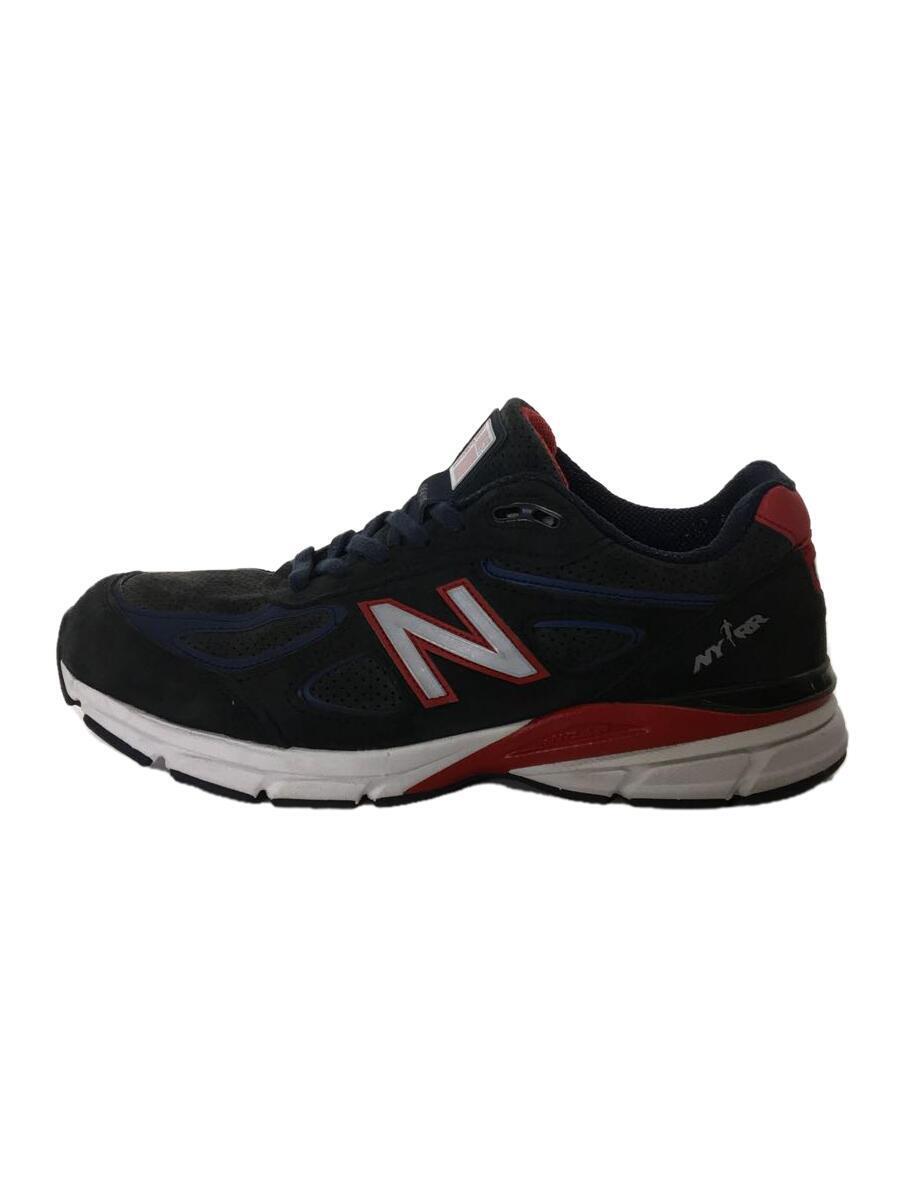 NEW BALANCE◆V4/USA製/NYRR 60th Anniversary/ローカットスニーカー/27.5cm/NVY/スウェード