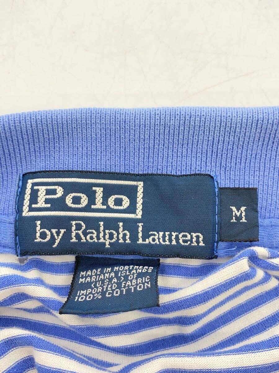 POLO RALPH LAUREN◆ポロシャツ/M/コットン/BLU/ボーダー_画像3