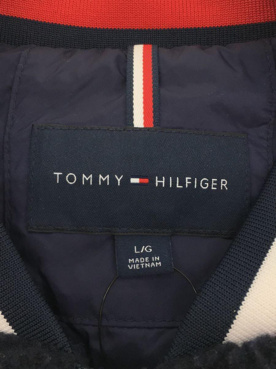 TOMMY HILFIGER◆フリースジャケット/L/ポリエステル/NVY/無地_画像3