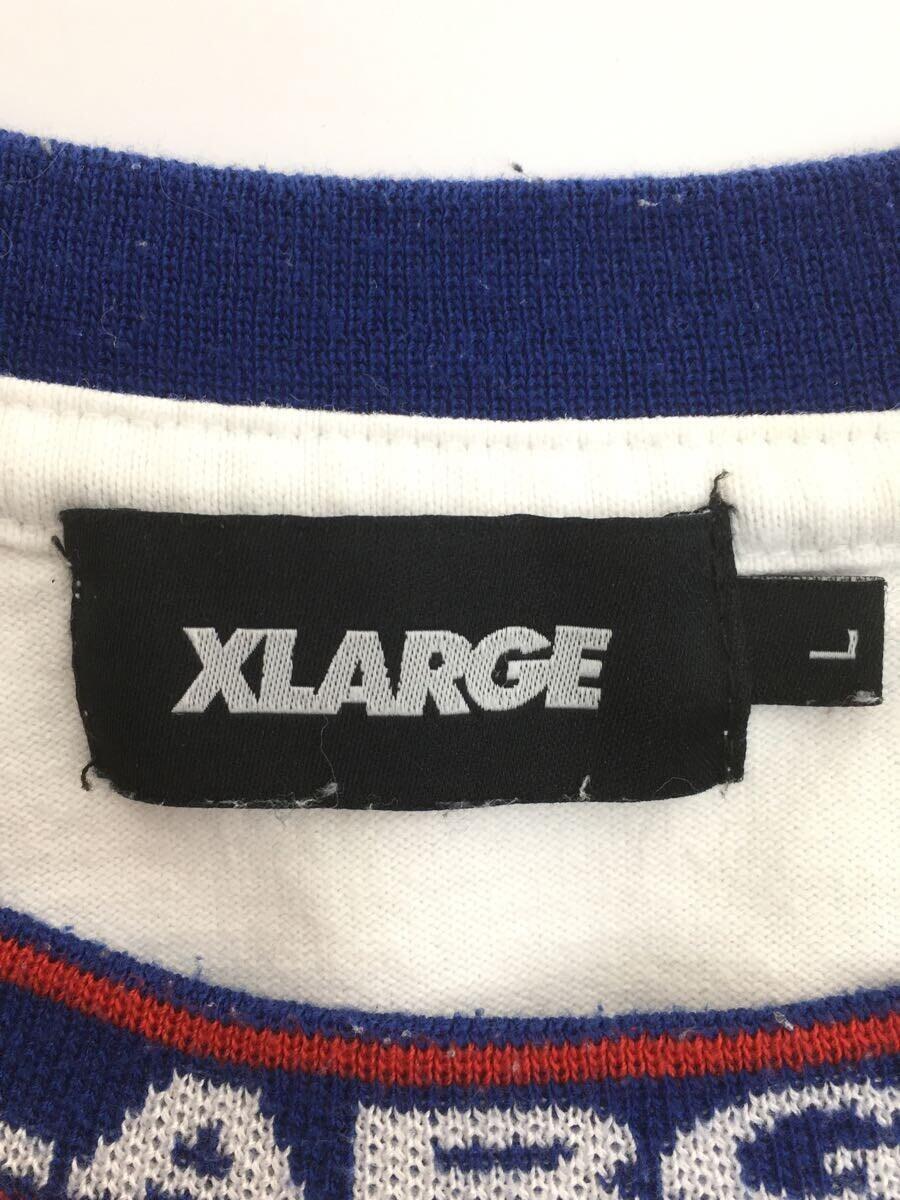 X-LARGE◆ジャガードリブTシャツ ベーシック/L/コットン/WHT/無地_画像3