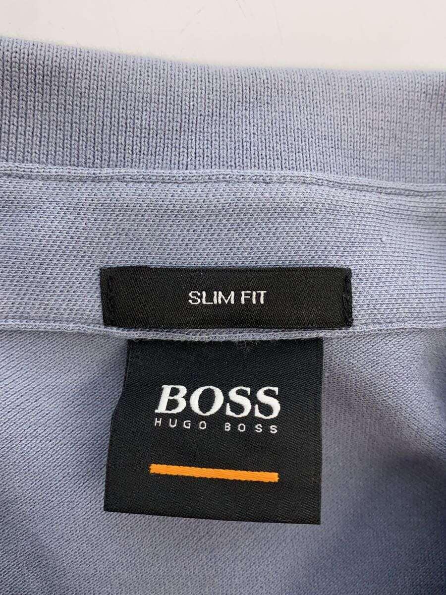 HUGO BOSS◆ポロシャツ/L/コットン/BLU/無地/ロゴ/長袖_画像3