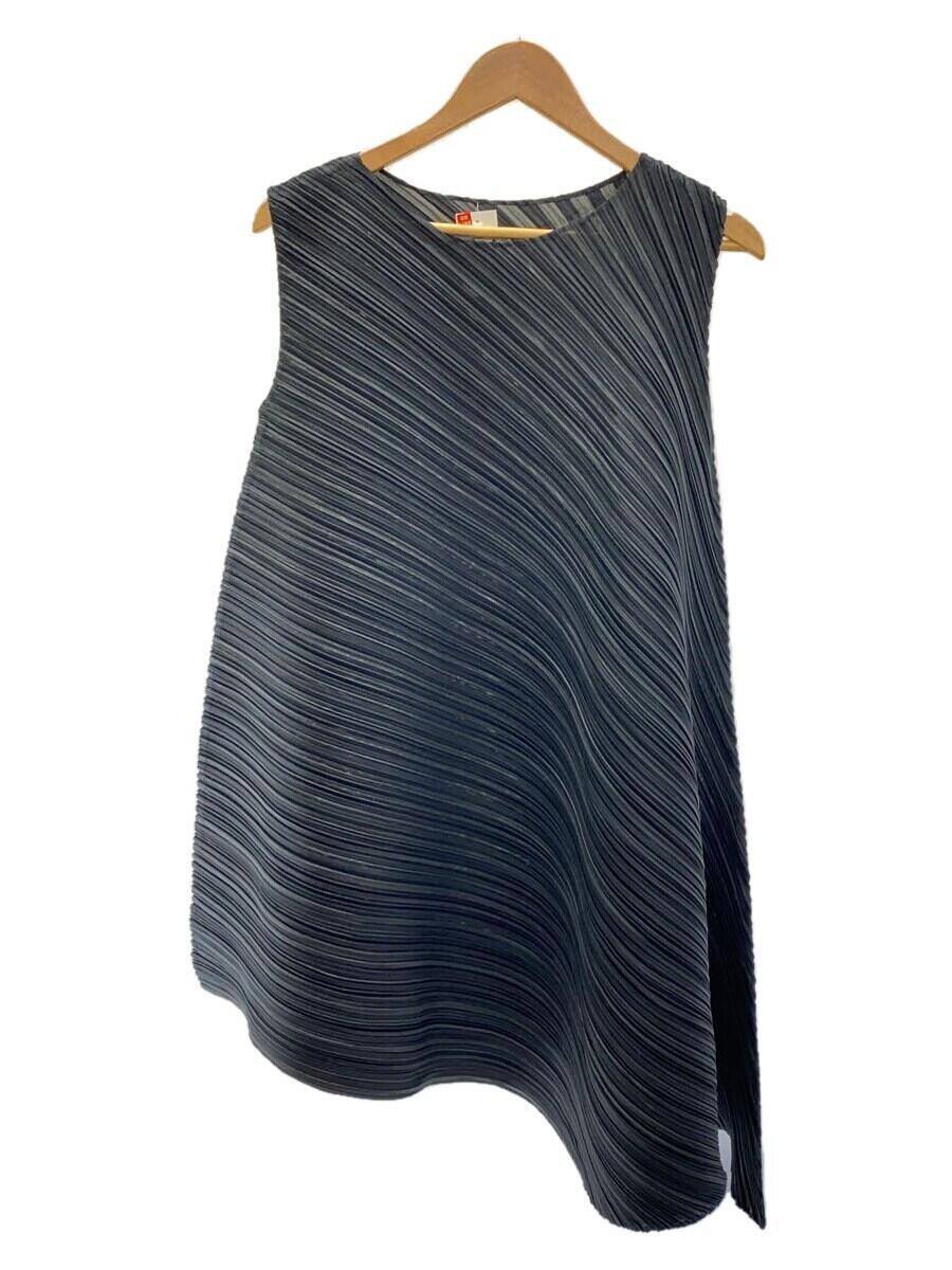PLEATS PLEASE ISSEY MIYAKE◆wrapping/ノースリーブワンピース/1/ポリエステル/BLK/PP13-JH284