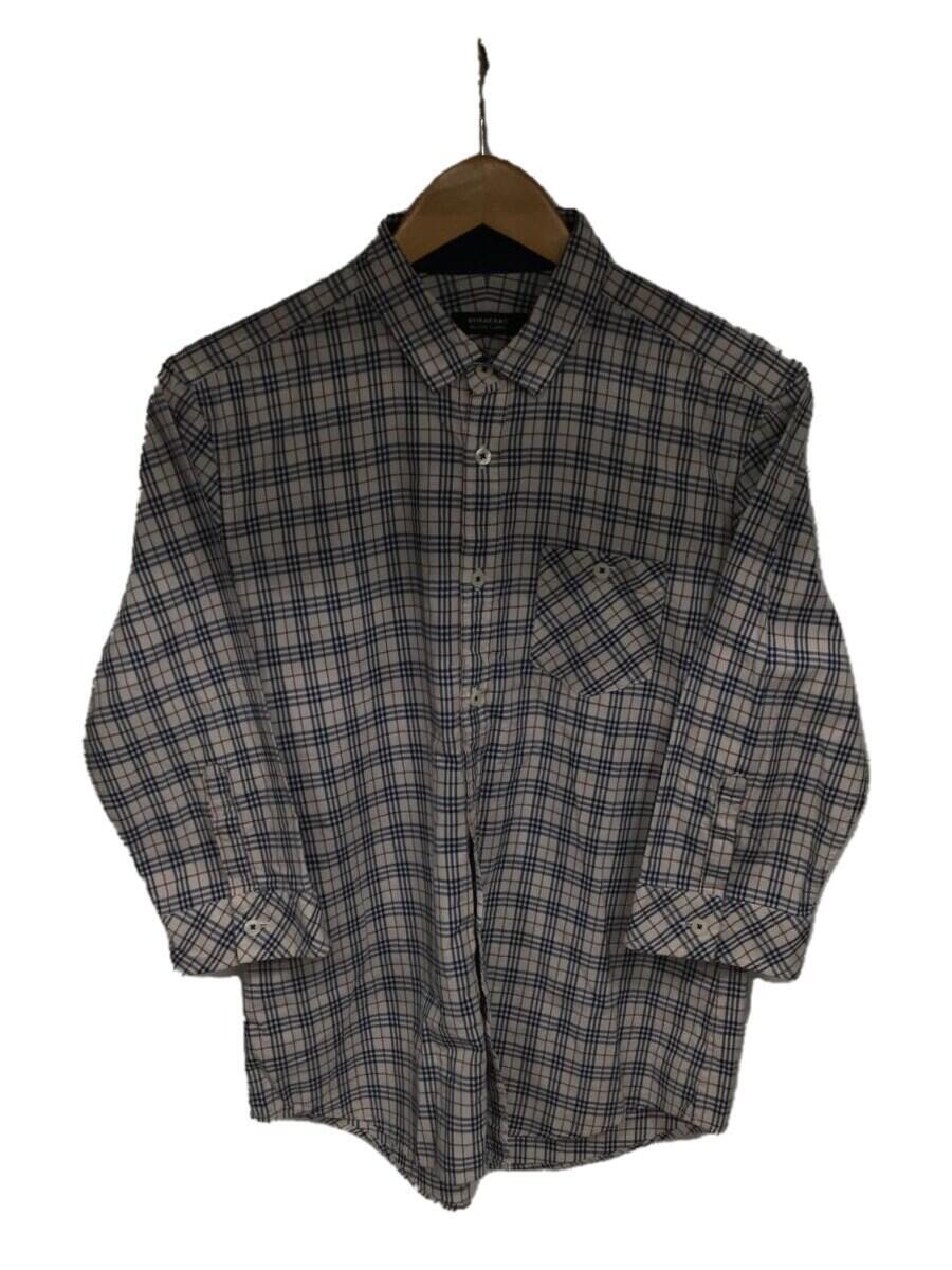 BURBERRY BLACK LABEL◆7分袖シャツ/2/コットン/CRM/チェック/D1M18-717-02_画像1