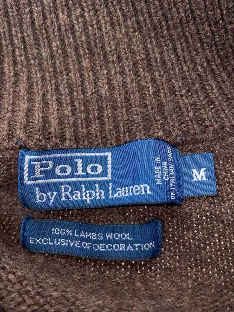 POLO RALPH LAUREN◆セーター(厚手)/M/ウール/BRW/ハーフジップ_画像3