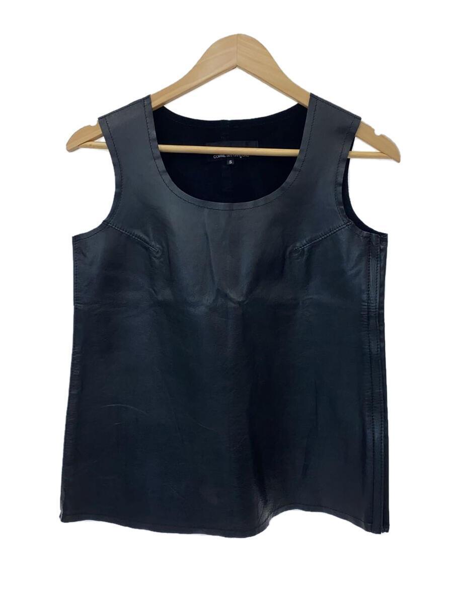 tricot COMME des GARCONS◆サイドジップレザーベスト/S/牛革/BLK/TC-B014