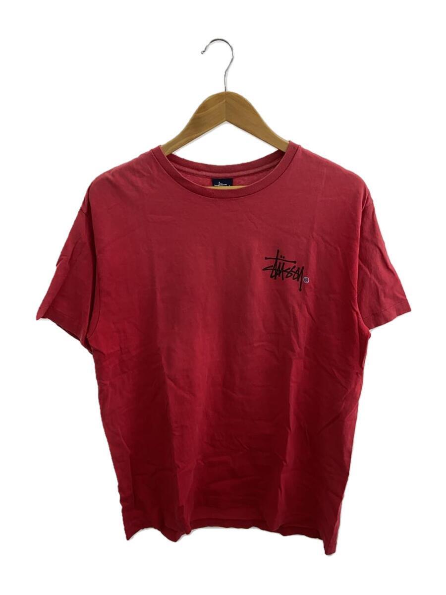 STUSSY◆Tシャツ/L/コットン/RED/made in usa/シングルステッチ