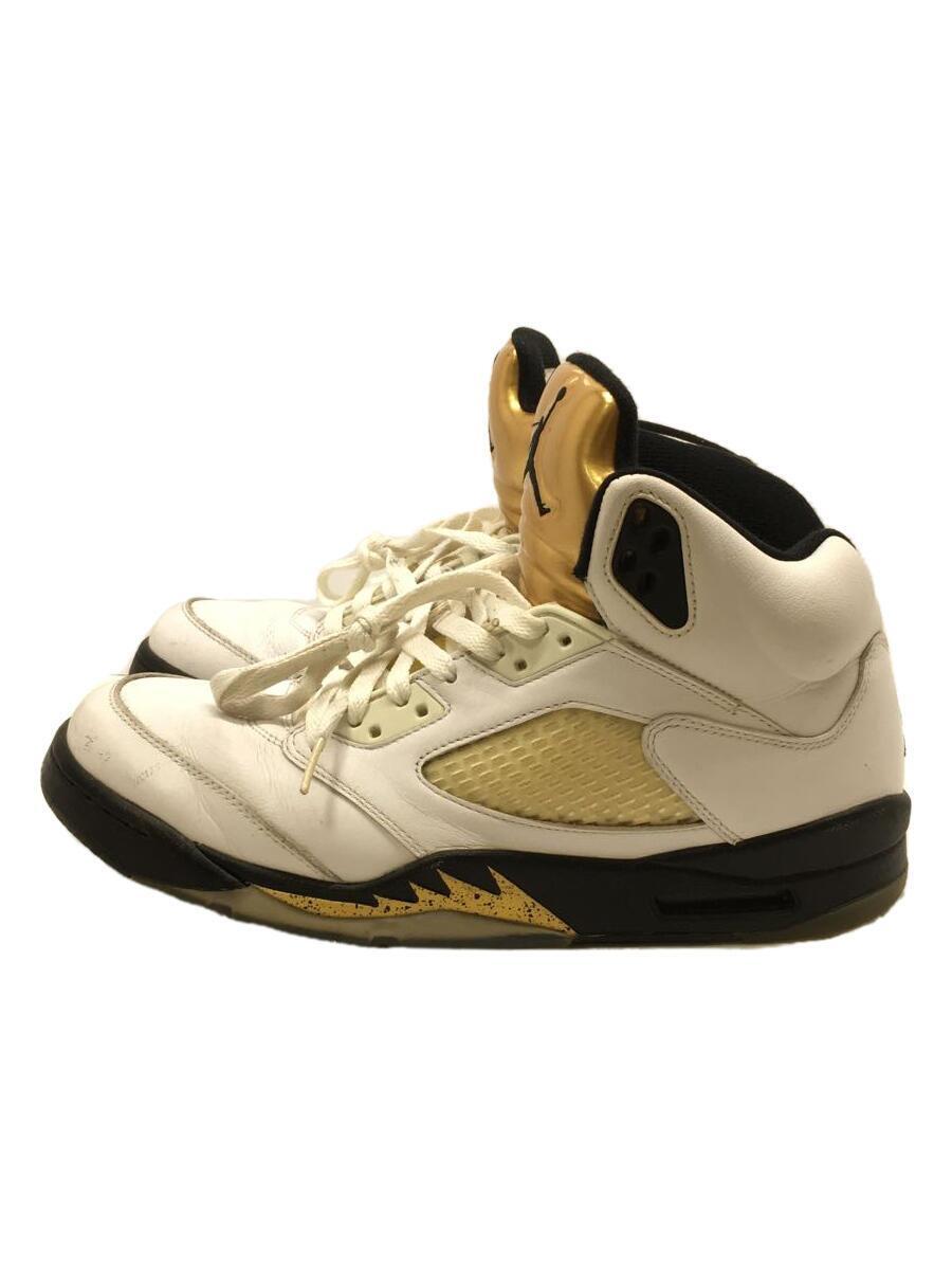 NIKE◆AIR JORDAN 5 RETRO/エアジョーダンレトロ/ホワイト/136027-133/28.5cm/白