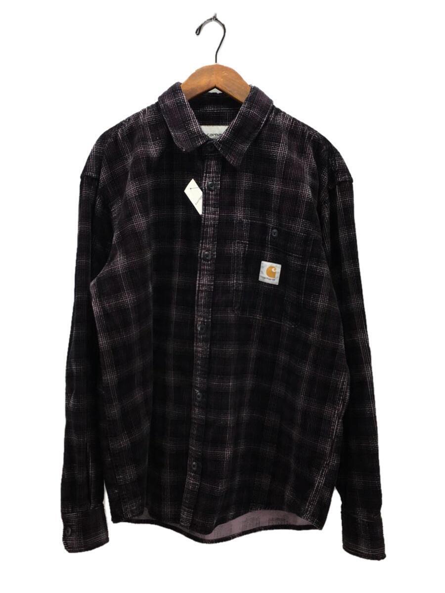 Carhartt◆カーハート/l/s flint shirt/長袖シャツ/XL/コーデュロイ/パープル/チェック_画像1