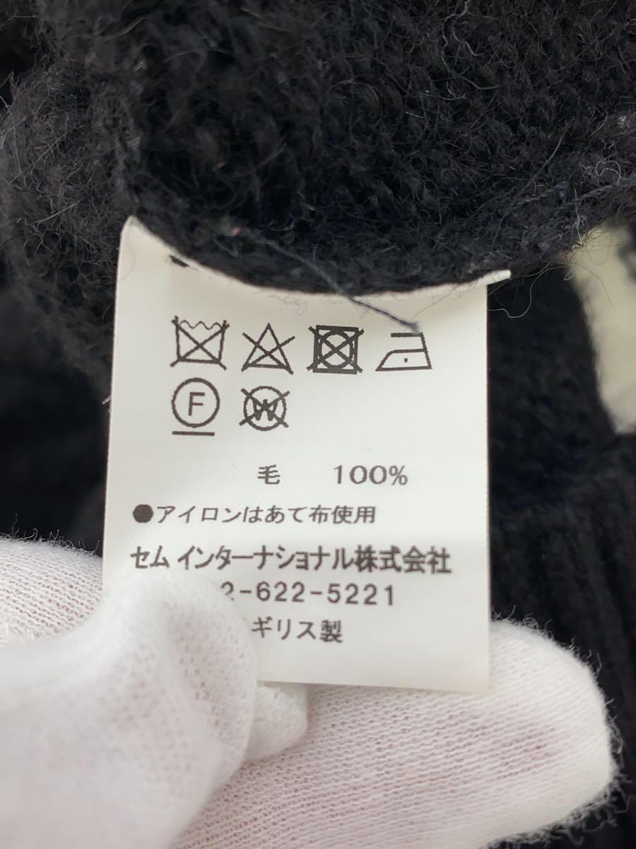 Oldderby Knitwear◆セーター(厚手)/M/ウール/BLK/無地/使用感有_画像4