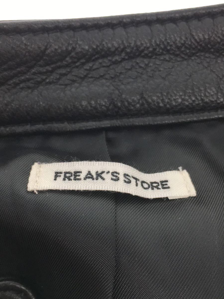 FREAK’S STORE◆レザージャケット・ブルゾン/S/羊革/BLK/無地_画像3