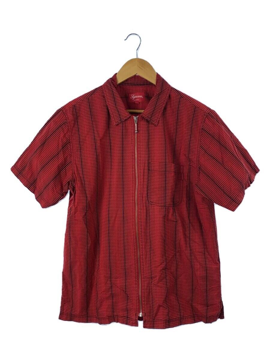 Supreme◆18SS/Dots Zip Up Shirt/半袖シャツ/M/コットン/RED