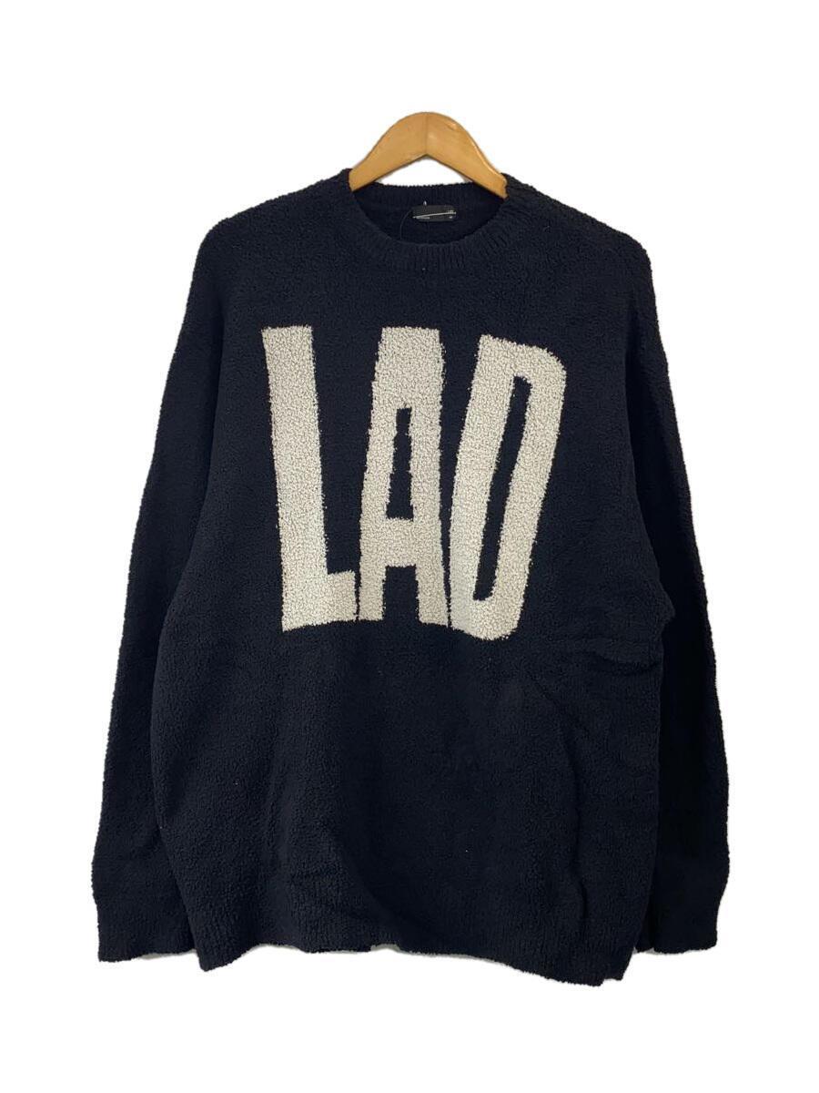 LAD MUSICIAN◆23SS/BIG LOGO CREW NECK PULLOVER/44/ナイロン/BLK/2123-021
