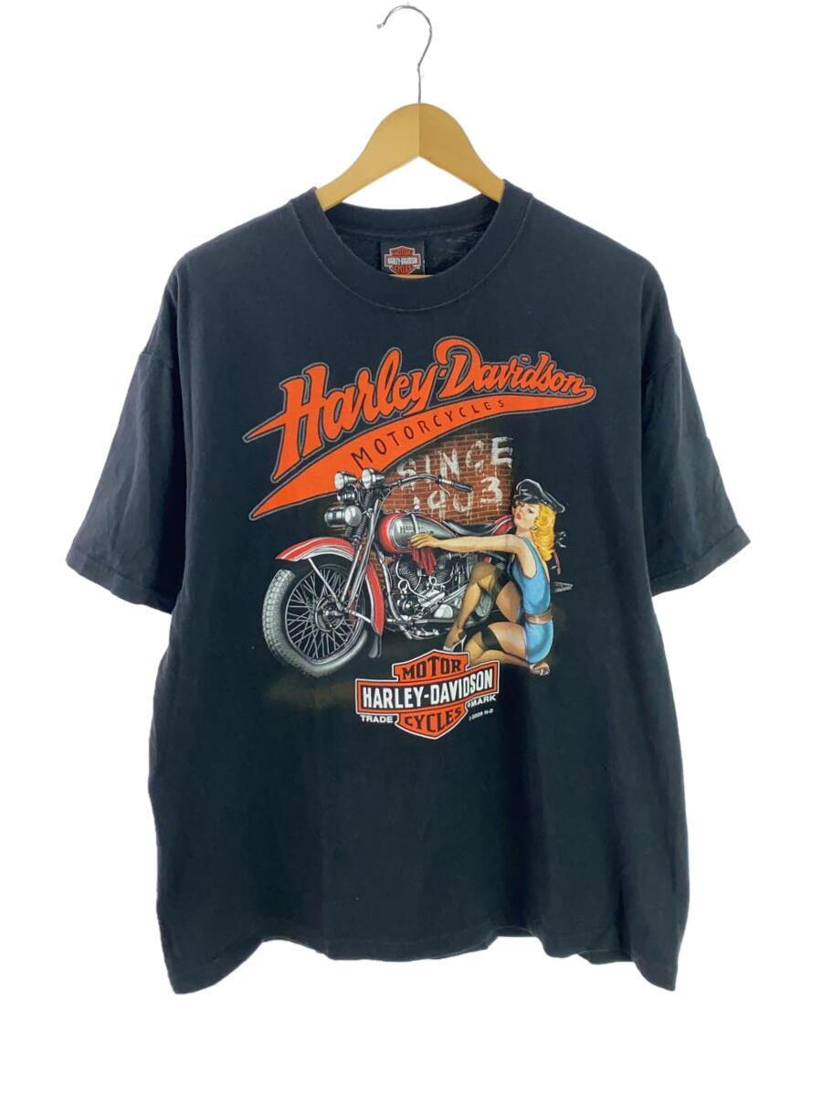 HARLEY DAVIDSON◆Tシャツ/XL/コットン/BLK/プリントT