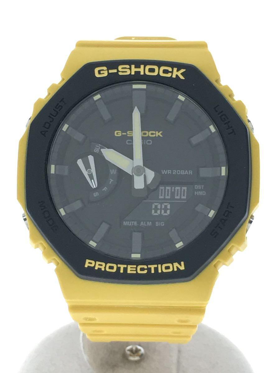 CASIO◆クォーツ腕時計_G-SHOCK/Gショック/アナログ/ラバー/ブラック/イエロー/GA-2110