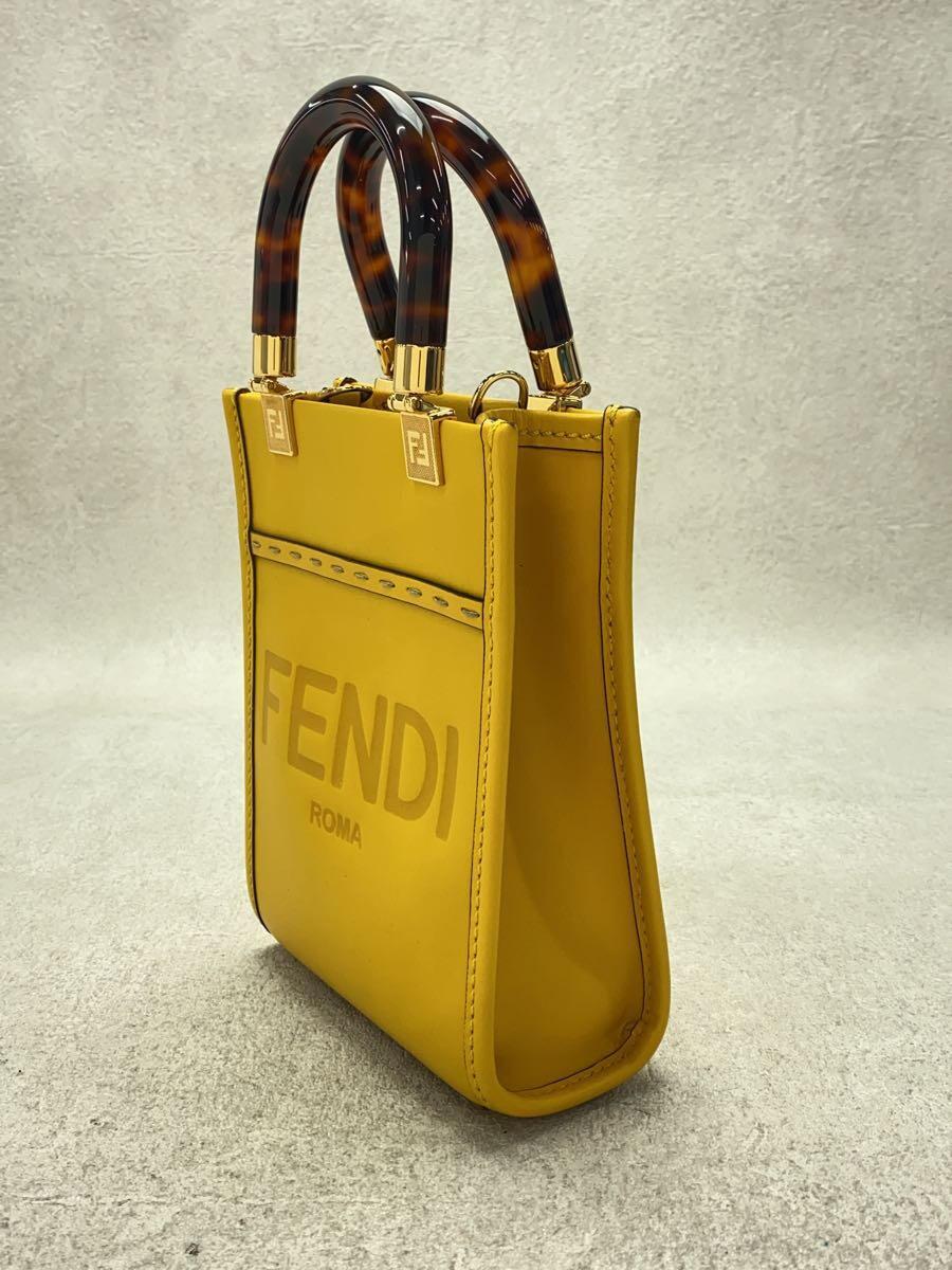 FENDI◆8BS051/サンシャインショッパースモール/トートバッグ/レザー/YLW/8BS051_画像2