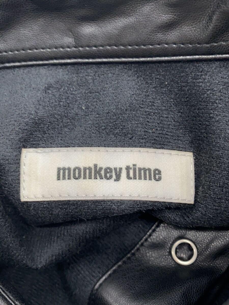 MONKEY TIME◆半袖シャツ/L/フェイクレザー/BLK/無地/8316-199-0216_画像3