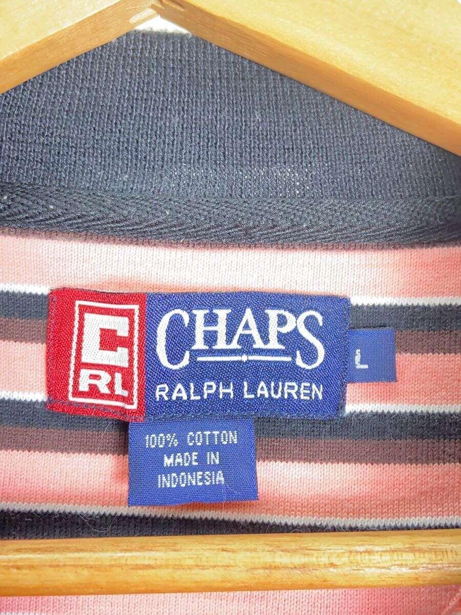 CHAPS RALPH LAUREN◆ポロシャツ/L/コットン/PNK/ボーダー_画像3