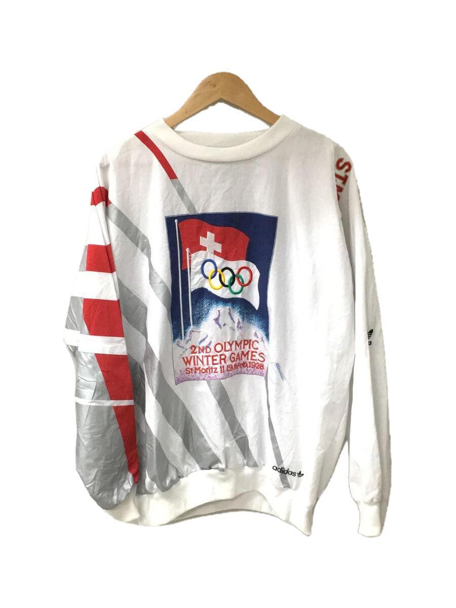 adidas◆80s/ST.MORITZ Olympic Games 1928 Crewneck/スウェット/L/WHT