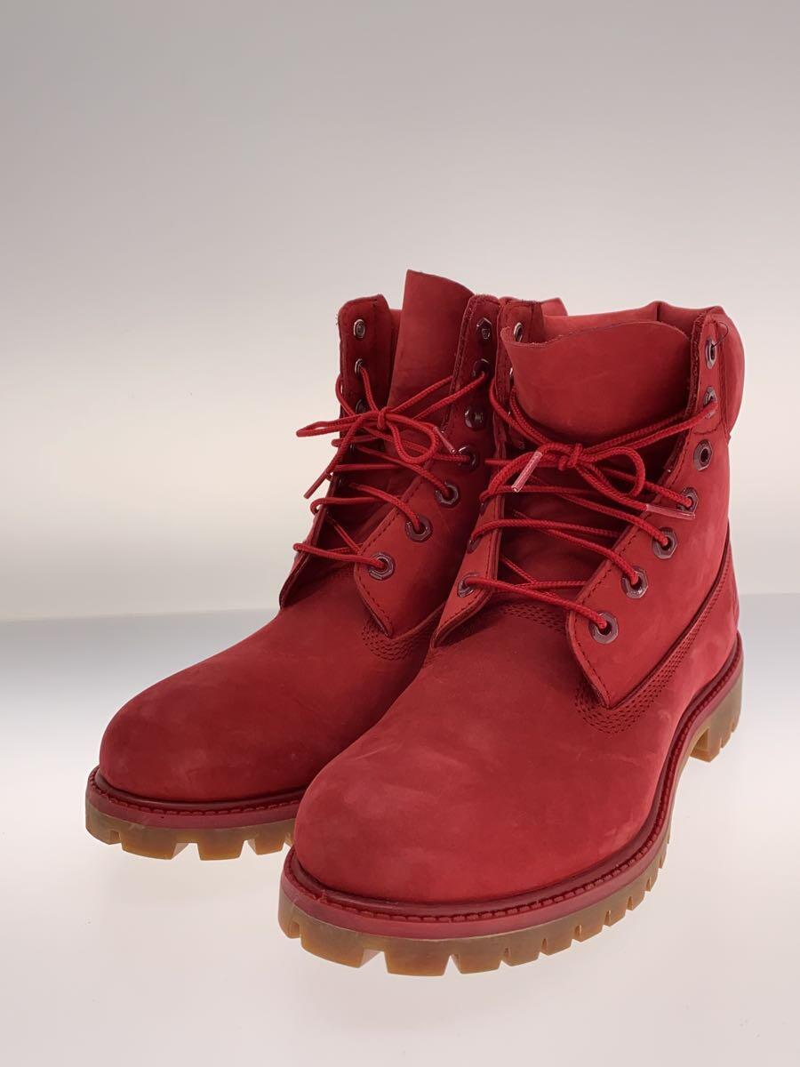 Timberland◆レースアップブーツ/UK8.5/RED/スウェード/a1149 a1117_画像2