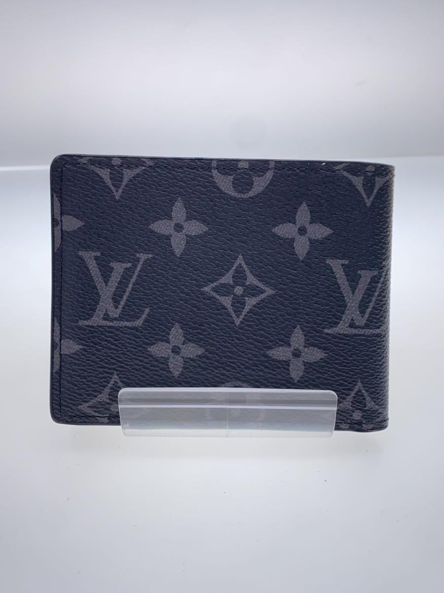 LOUIS VUITTON◆ポルト・フォイユ・スレンダー_モノグラム・エクリプス_BLK/PVC/BLK/総柄/メンズ