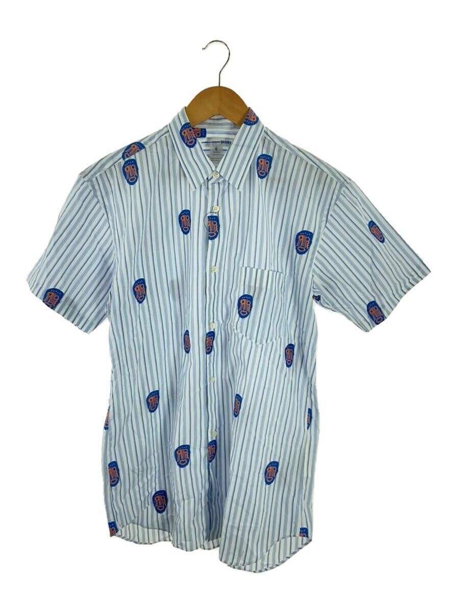 COMME des GARCONS SHIRT◆半袖シャツ/M/コットン/WHT/ストライプ/S27082