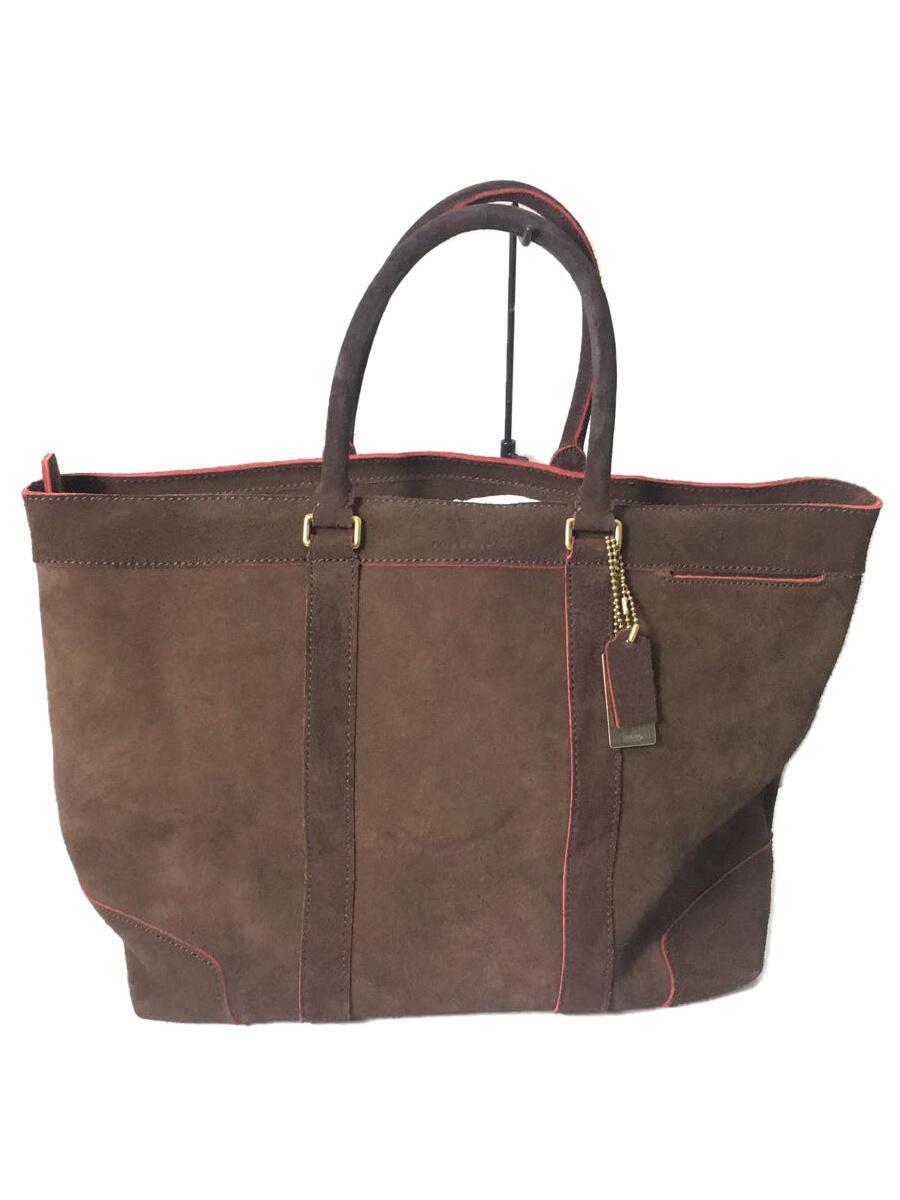 COACH◆POP Trim Suede Weekend Tote/トートバッグ/スウェード/BRW/無地/71554