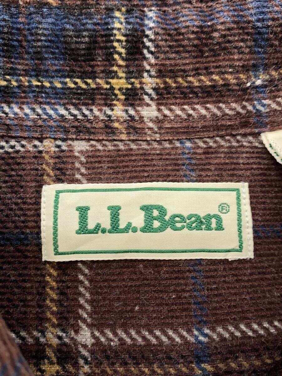 L.L.Bean◆長袖シャツ/L/コーデュロイ/BRW/チェック/80s_画像3