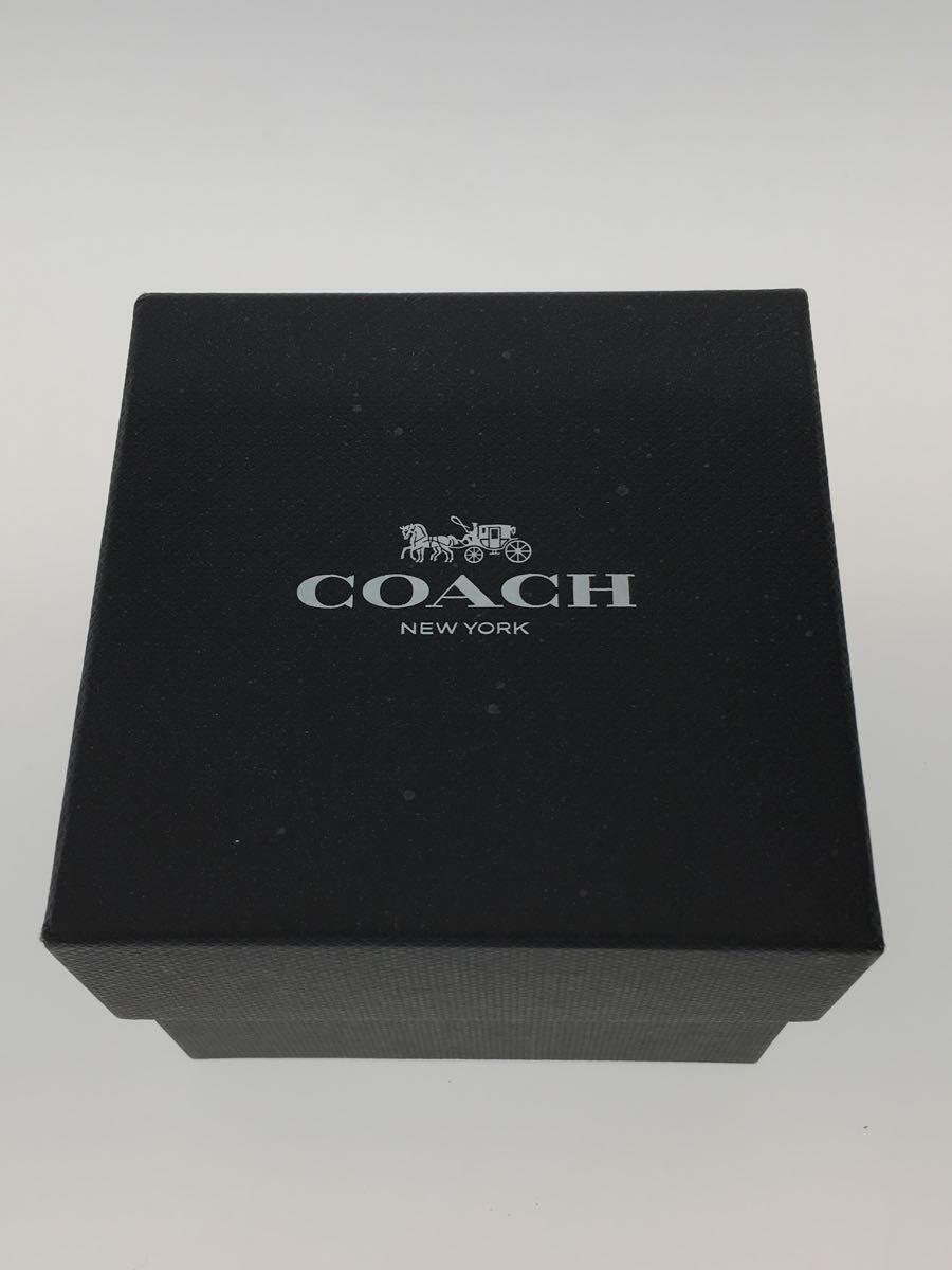 COACH◆クォーツ腕時計/アナログ/レザー/BLK/BLK_画像6