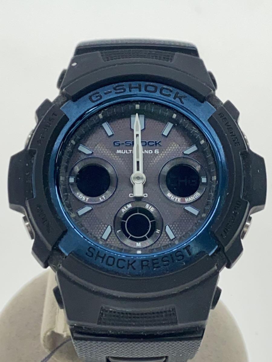 CASIO◆ソーラー腕時計・G-SHOCK/デジアナ/BLK_画像1