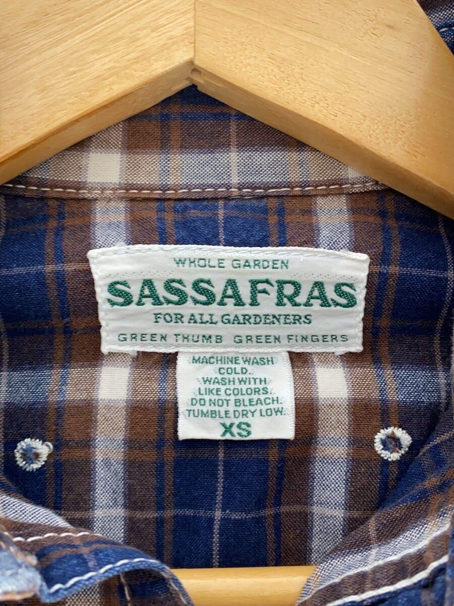 SASSAFRAS◆長袖シャツ/XS/コットン/NVY/チェック_画像3