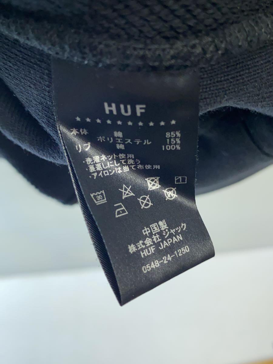 HUF◆ハーフジップ/プルオーバーフーディ/パーカー/XL/コットン/BLK_画像4