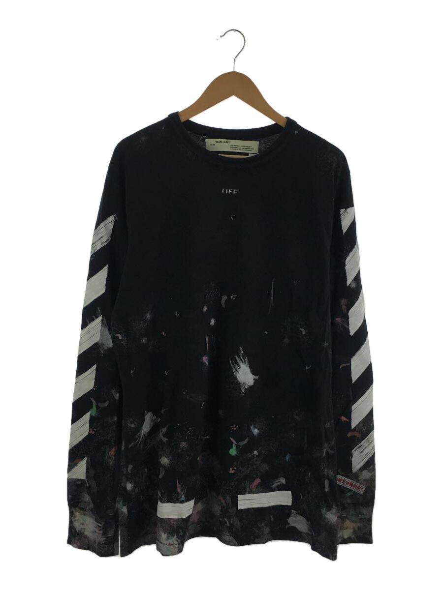 OFF-WHITE◆17AW DIAG GALAXY BRUSHED L/S TEE/L/コットン/BLK/OMAB001F17620030