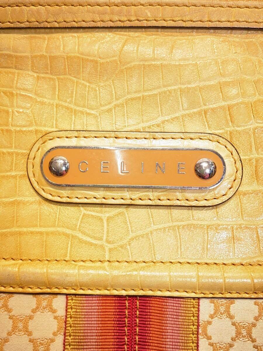 CELINE◆ショルダーバッグ/キャンバス/イエロー/総柄_画像5