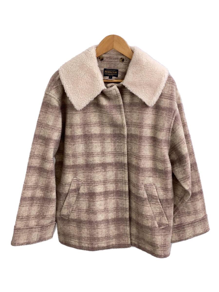 PENDLETON◆boa collor short coat/コート/FREE/ポリエステル/BEG/2575-1060