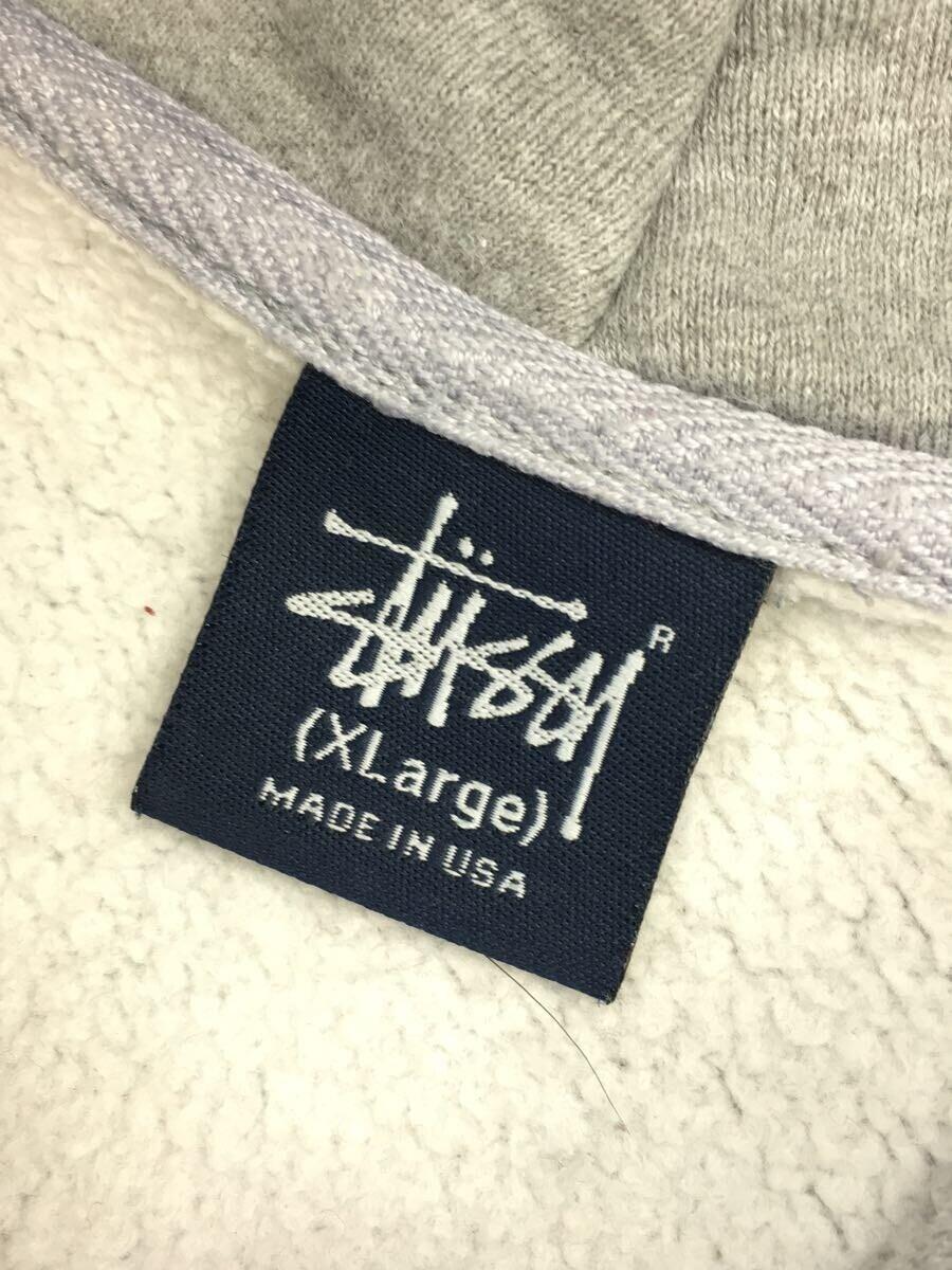 STUSSY◆MADE IN USA/ロゴ/スカル/パーカー/XL/コットン/GRY/プリント_画像3