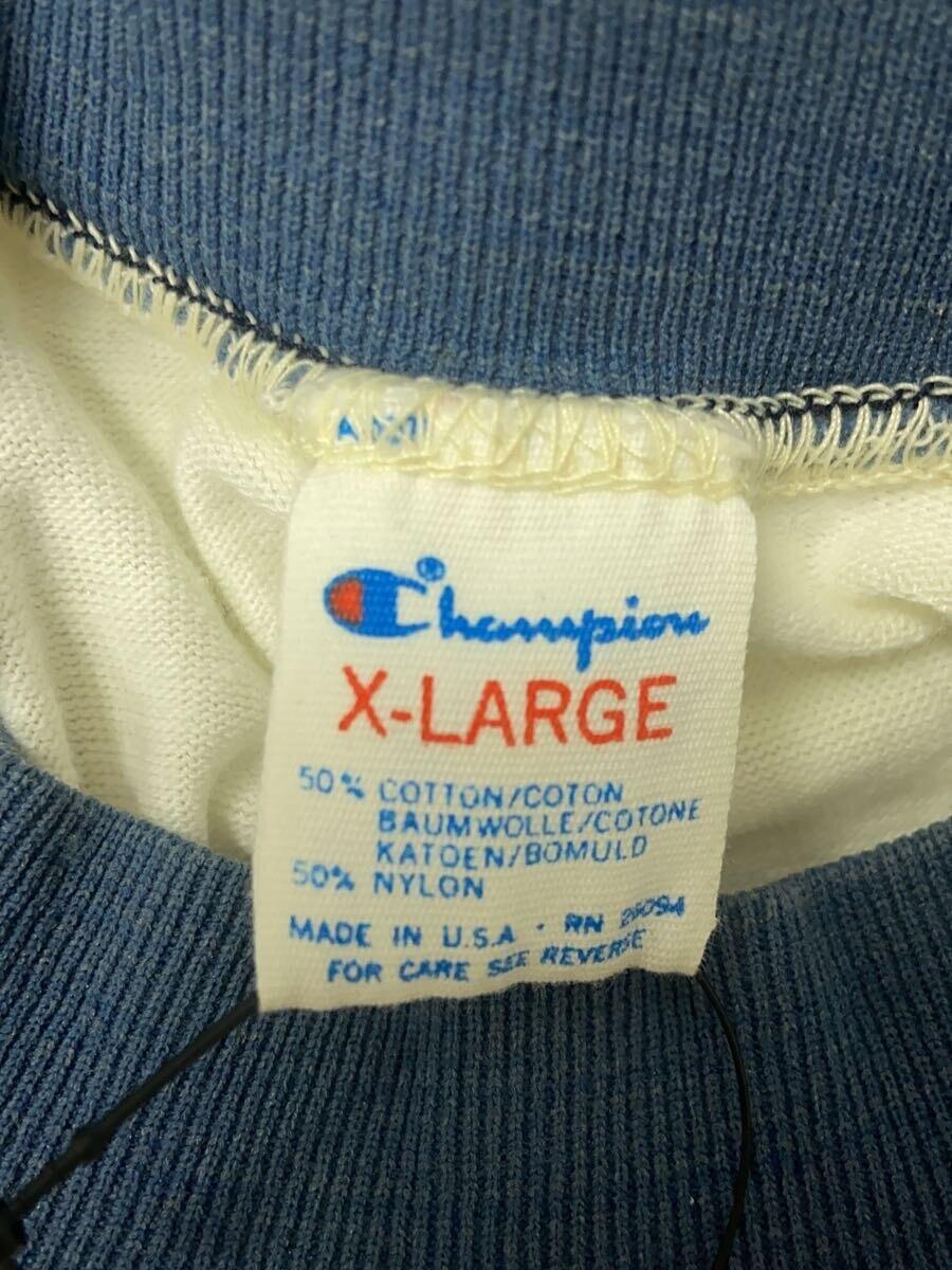 Champion◆Vintage/80s/トリコタグ/7分袖カットソー/SIZE:XL/リンガー/2トーン/ブルー_画像3