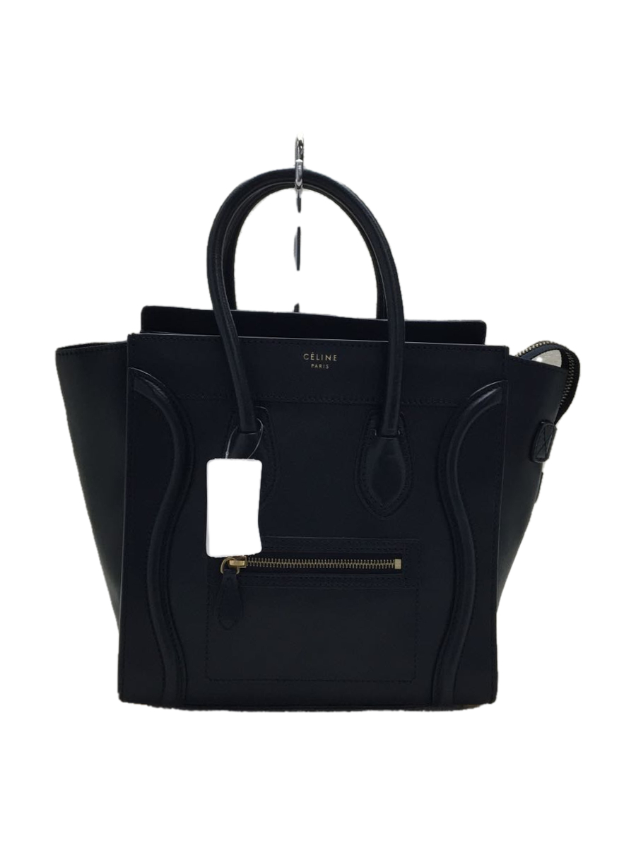 CELINE◆マイクロショッパー/ラゲージ/ハンドバッグ/レザー/BLK/16779/81021004/_画像1