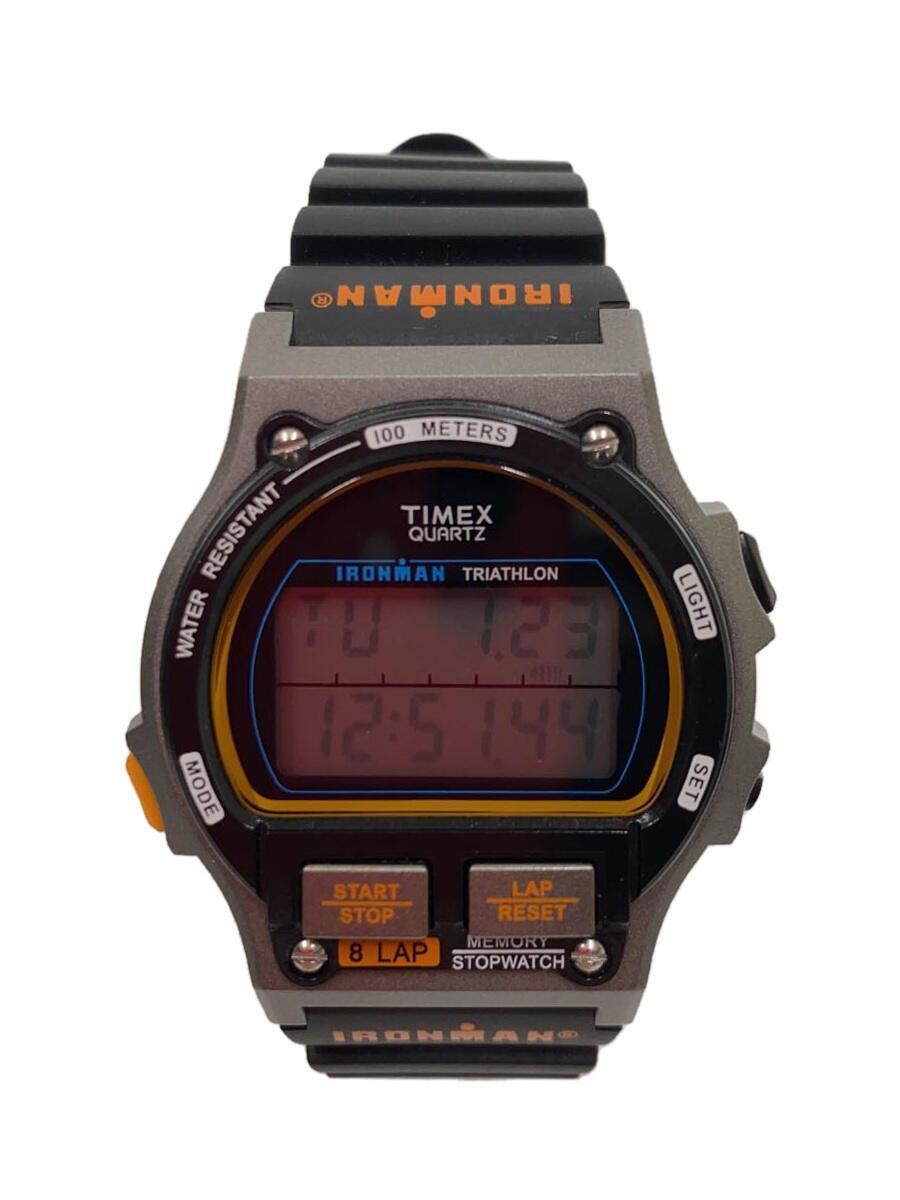 TIMEX◆IRONMAN8LAP復刻/クォーツ腕時計/デジタル/ラバー/BLK/BLK/SS/TW5M54300_画像1