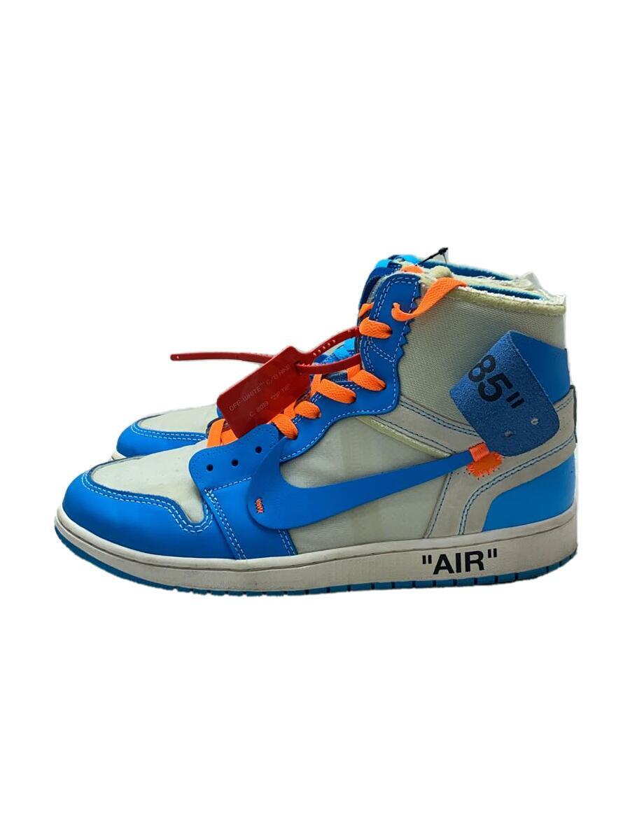 NIKE◆OFF-WHITE/AIR JORDAN 1 POWDER BLUE UNC/ハイカットスニーカー/30cm/BLU