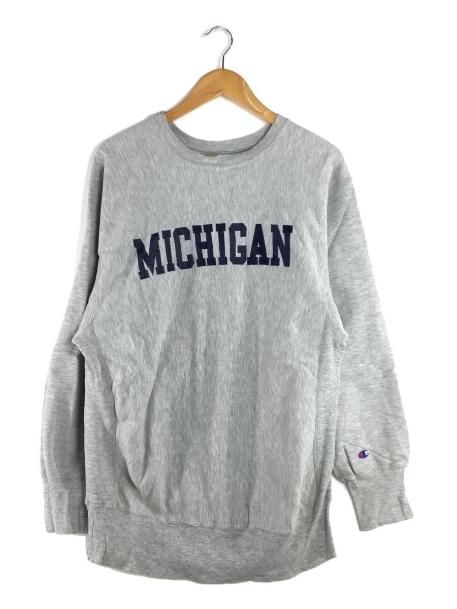 Champion◆90s/REVERSE WEAVE/MICHIGAN/スウェット/XL/コットン/GRY