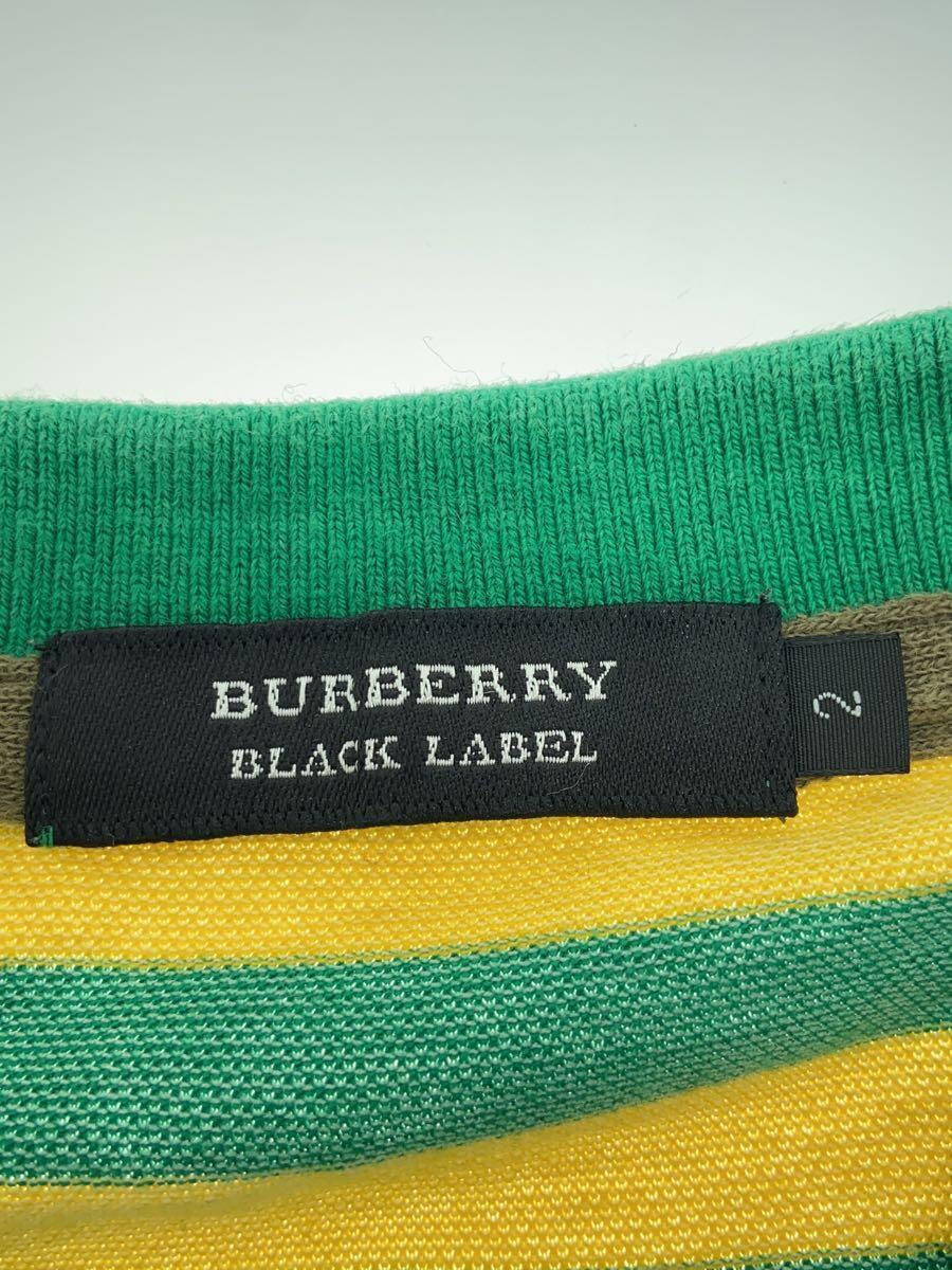 BURBERRY BLACK LABEL◆ポロシャツ/2/コットン/YLW/ボーダー/D1P43-742-74/グリーン/黄色/緑/半袖_画像3