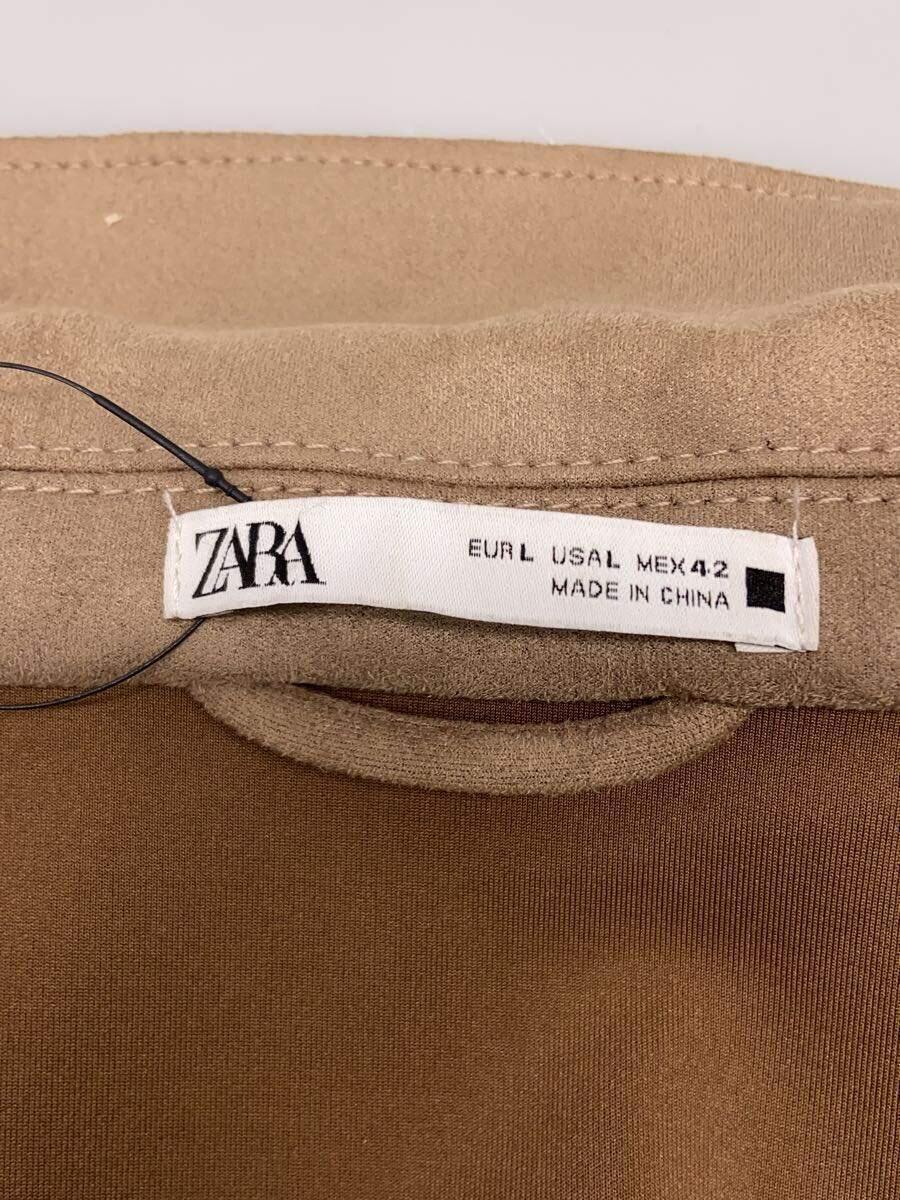 ZARA◆ストレッチフェイクスエードチェスターコート/L/ポリエステル/BEG/3548/641/711_画像3