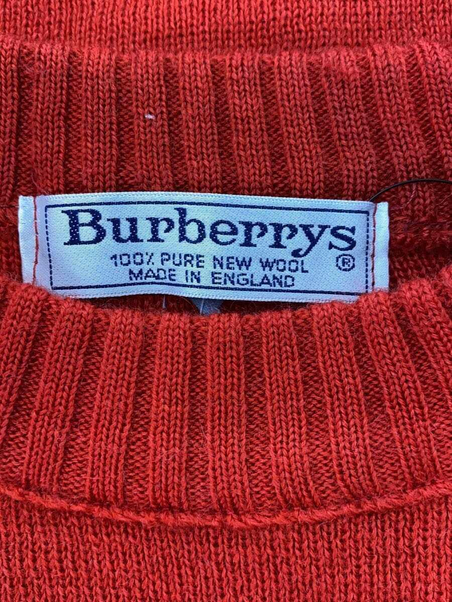 BURBERRYS◆セーター(厚手)/-/ウール/RED/コマンドニット/リペア有