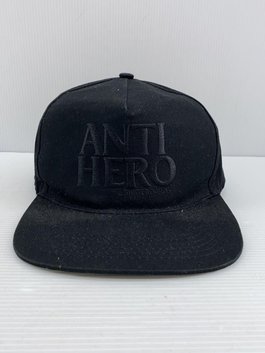 ANTI HERO◆キャップ/コットン/メンズ/刺繍ロゴ/ブラック/黒/スナップバック_画像1