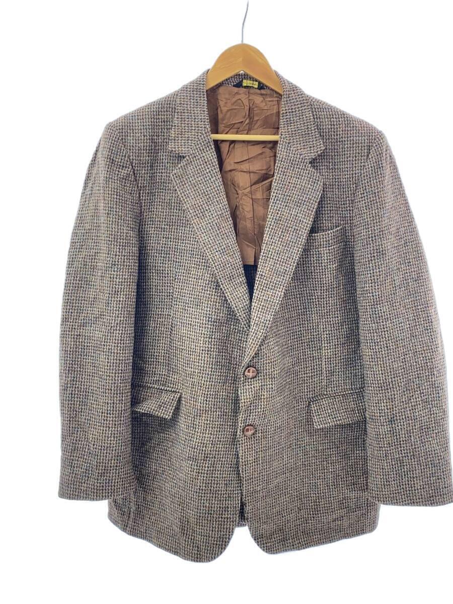 HARRIS TWEED◆テーラードジャケット/-/ウール/ブラウン/チェック/ハリスツイード_画像1