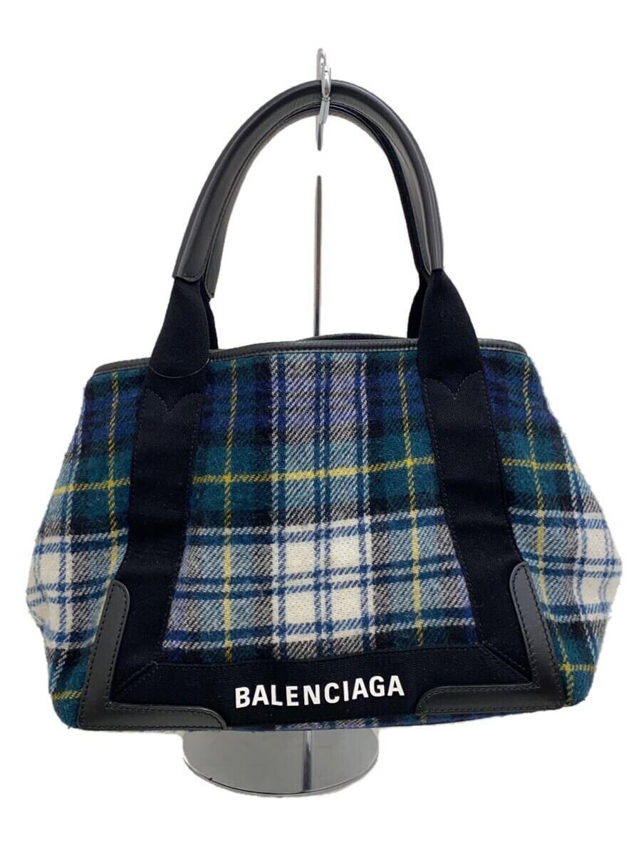 BALENCIAGA◆ハンドバッグ/ウール/グリーン/チェック/339933-3260-Y-002123